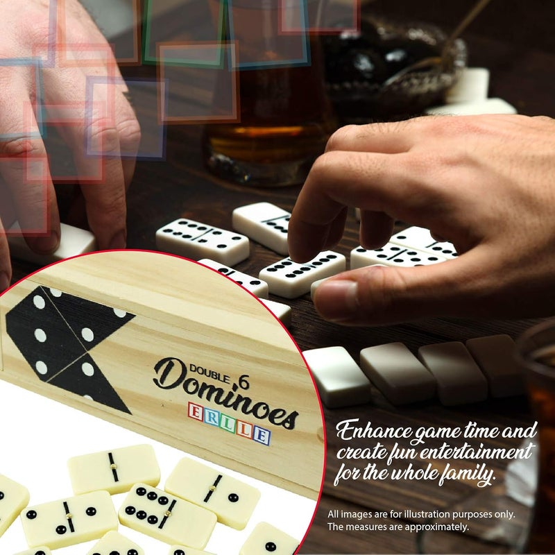 ERLLE - Jumbo Dominoes Set, Extra-Large Double Six Domino Set for Kids & Adults, Premium Giant Dominoes for Outdoor & Indoor Games, Classic Mexican Train, Chicken Foot, and Family Game Night Fun - Image 3